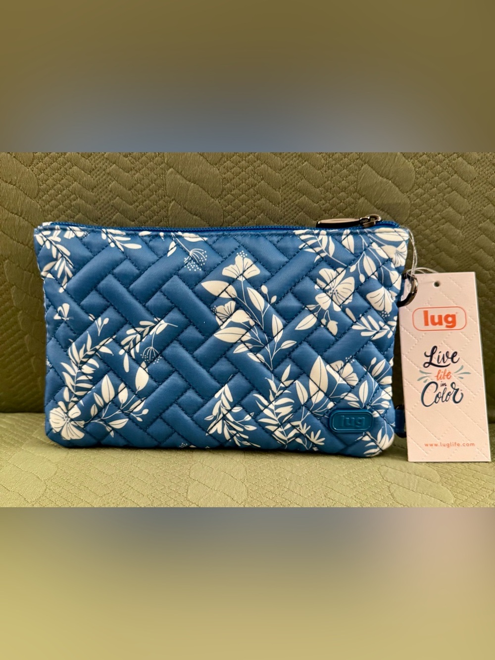 Lug Peekaboo Crossbody Phone Pouch Flourish Blue NWT